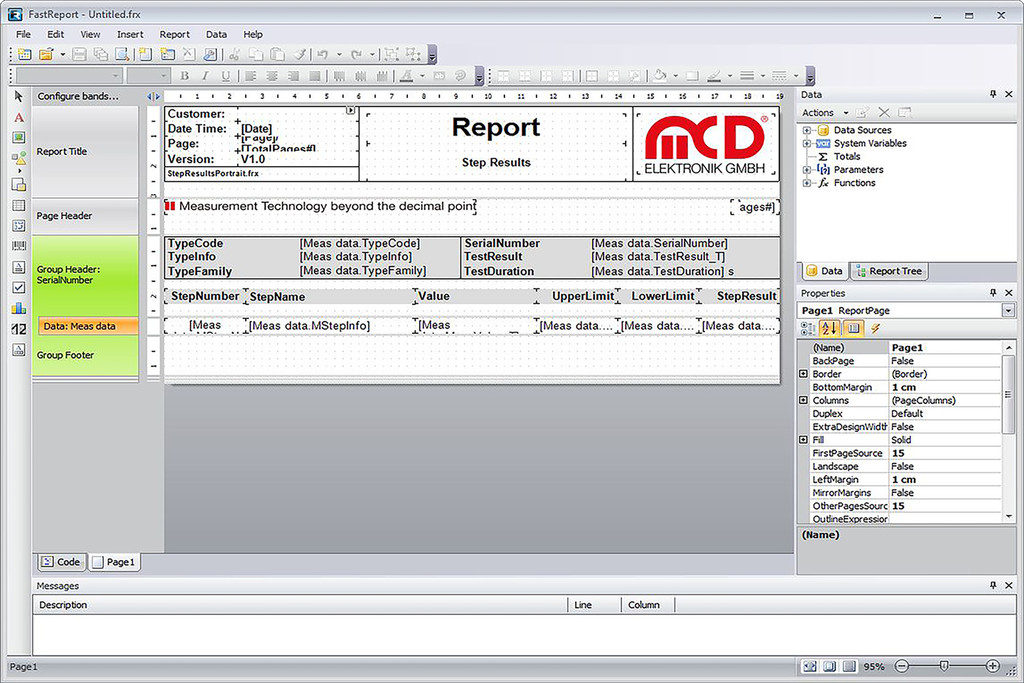 FastReport designer for report creation